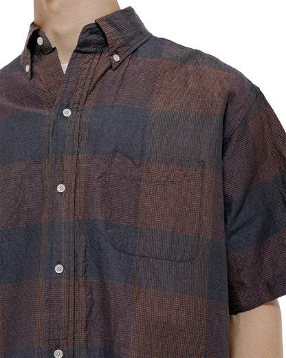 Beams Plus B.D. Classic Fit Cotton Linen Cord Check NavyPink