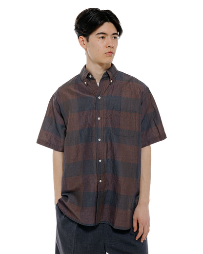 Beams Plus B.D. Classic Fit Cotton Linen Cord Check NavyPink