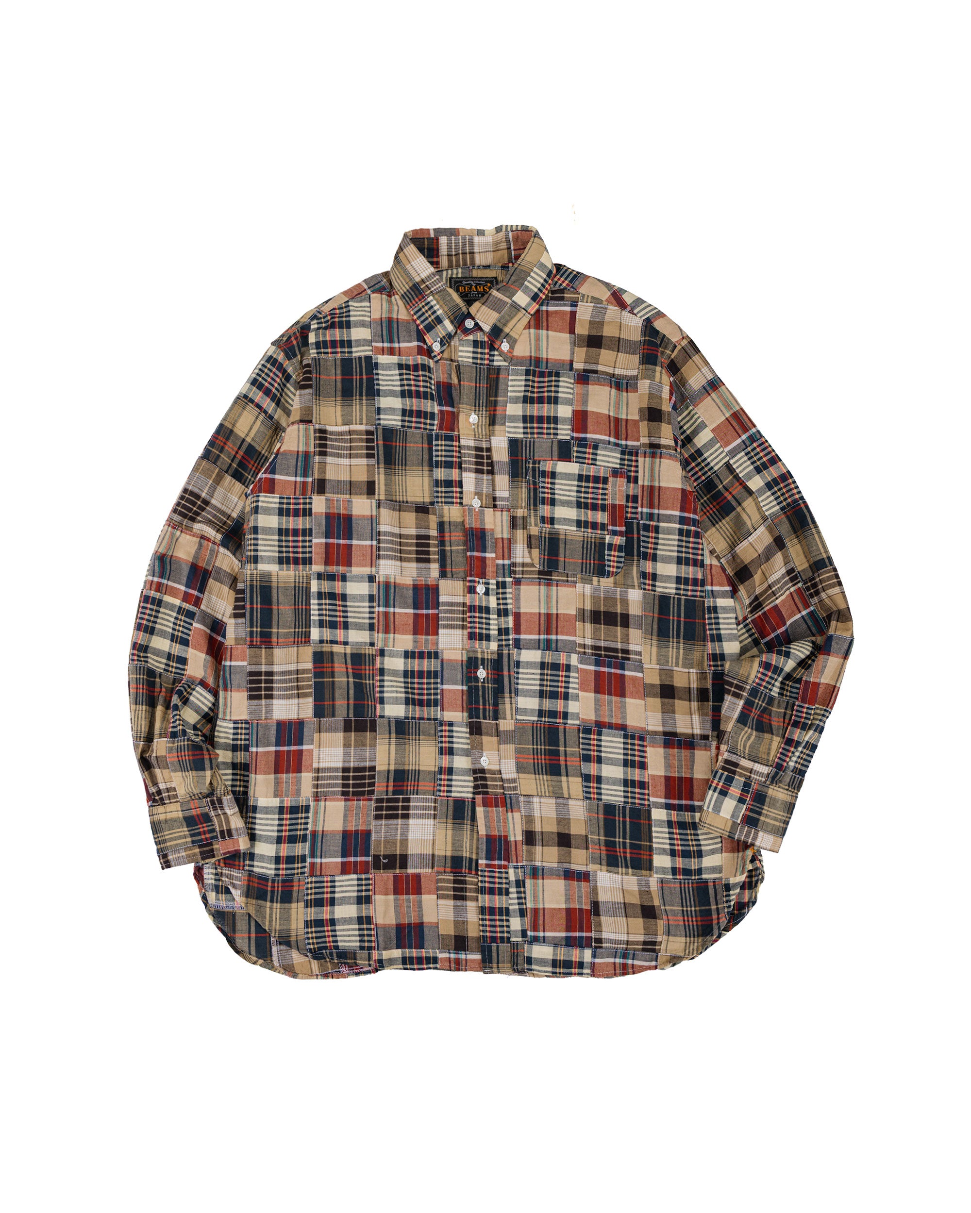 Beams Plus B.D. クラシックフィット パッチワーク マドラス ブラウン