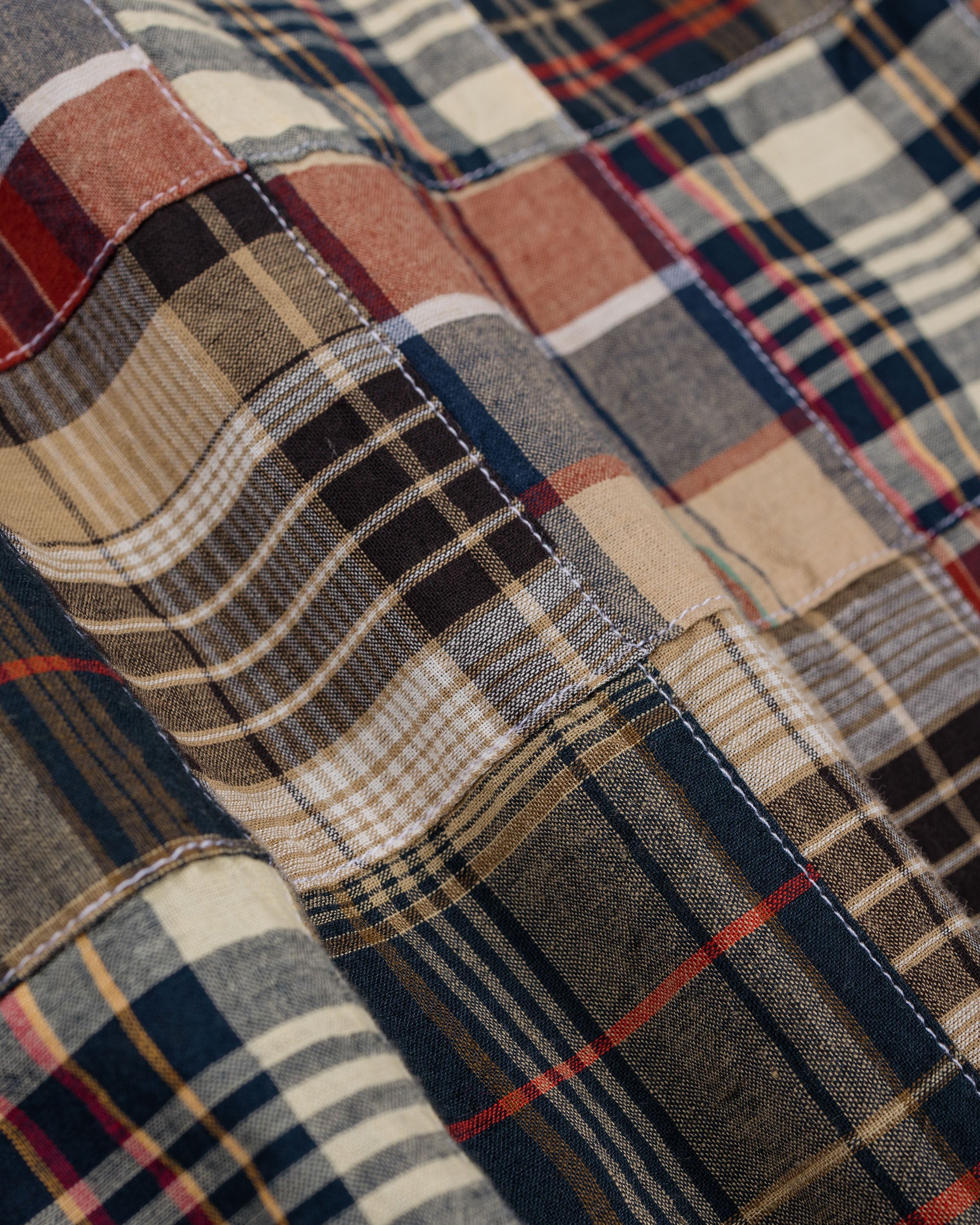 Beams Plus B.D. Classic Fit Patchwork Madras Brown