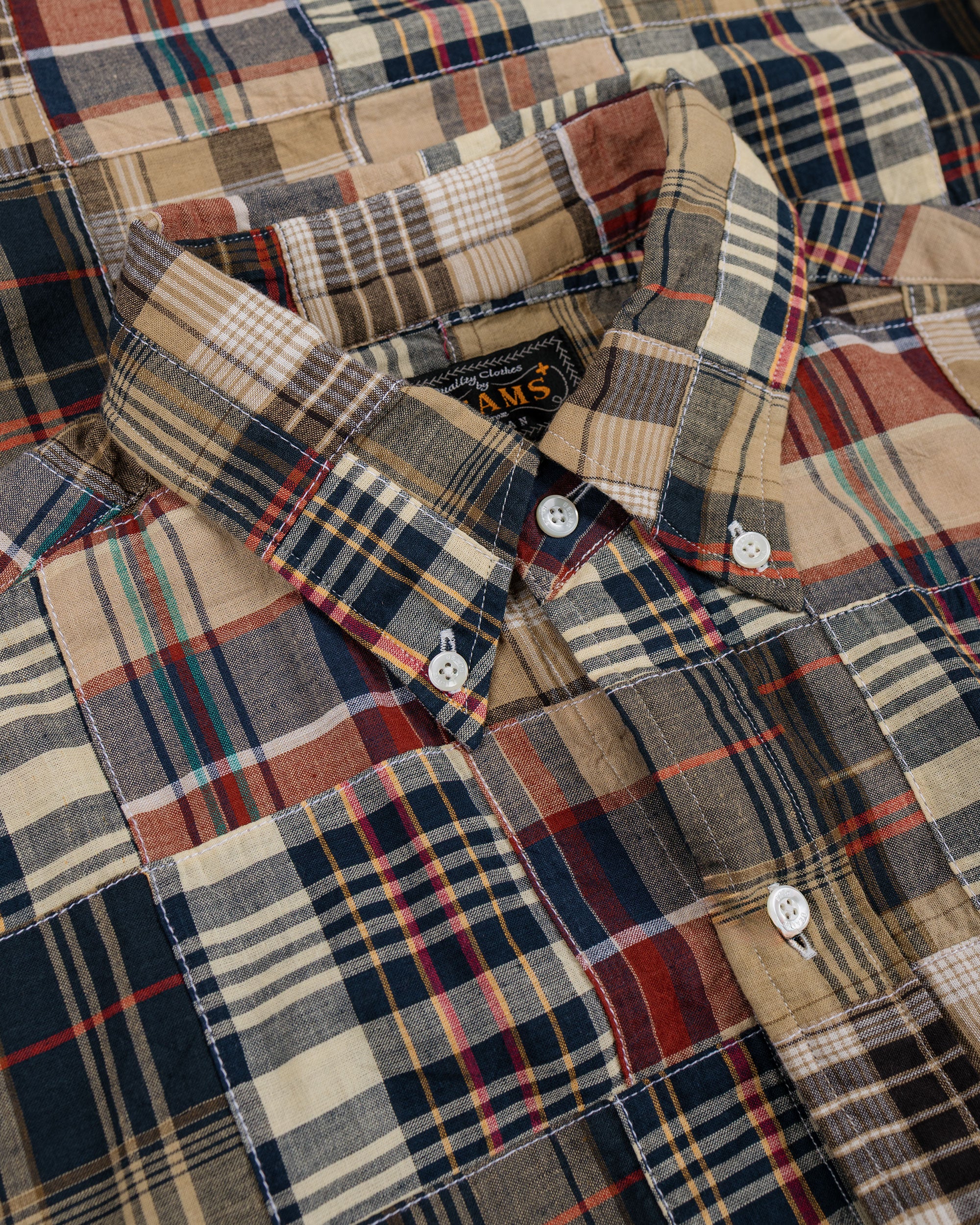 Beams Plus B.D. Classic Fit Patchwork Madras Brown