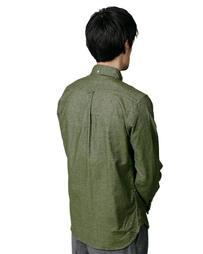 Beams Plus B.D. Flannel Solid Olive model back