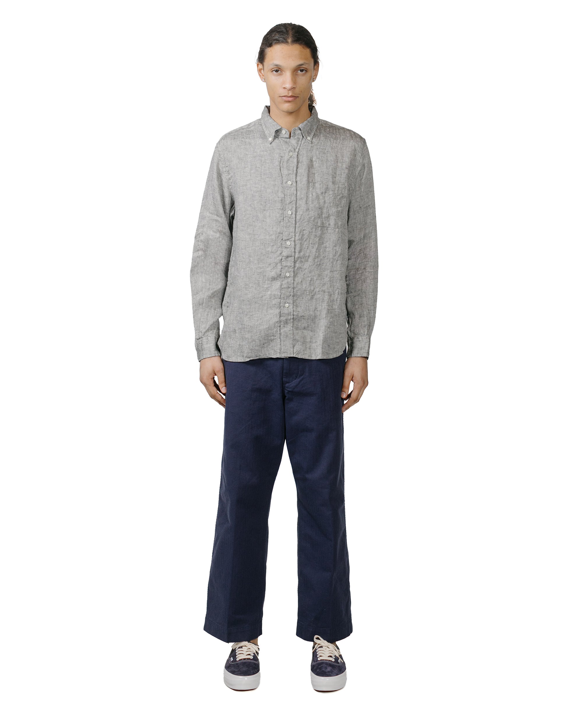 Beams Plus B.D. Linen Oxford Black model full