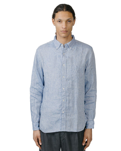 Beams Plus B.D. Linen Oxford Blue model front