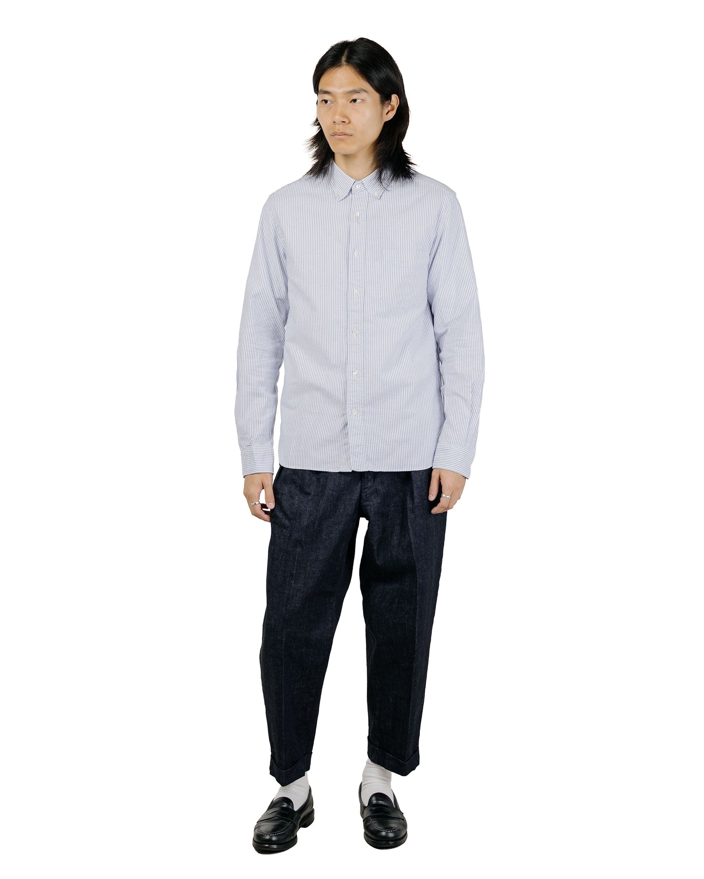 Beams Plus B.D. Oxford Candy Stripe Blue