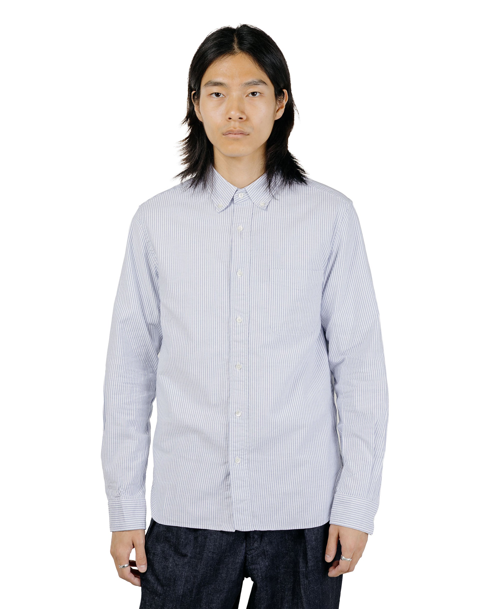 Beams Plus B.D. Oxford Candy Stripe Blue