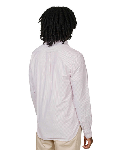 Beams Plus B.D. Oxford Candy Stripe Wine model back