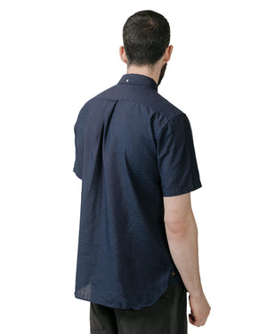 Beams Plus B.D. Short Sleeve COOLMAX® Linen Navy model back