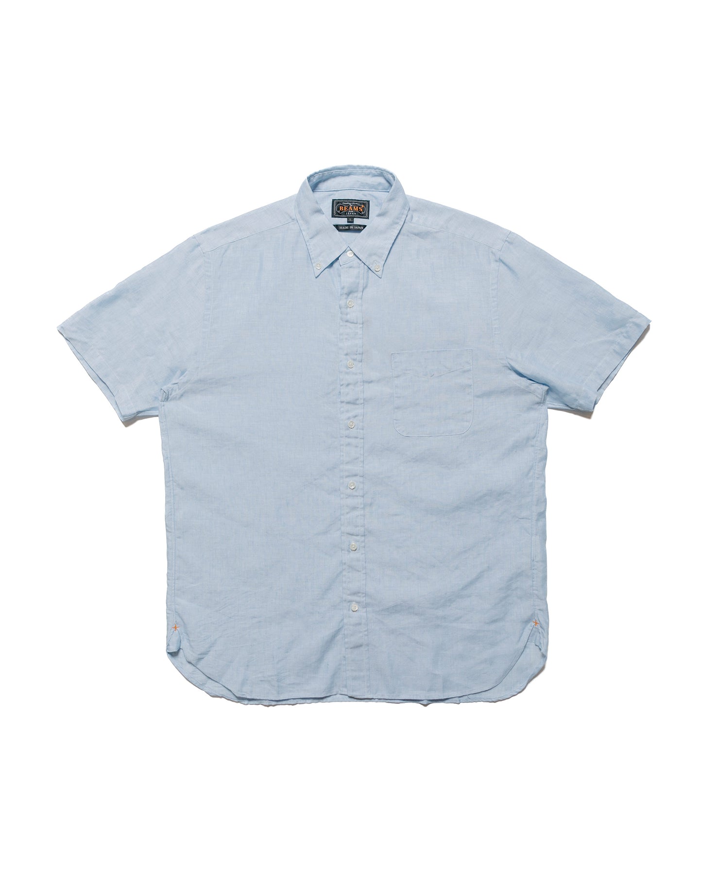 Beams Plus B.D. Short Sleeve COOLMAX® Linen Sax