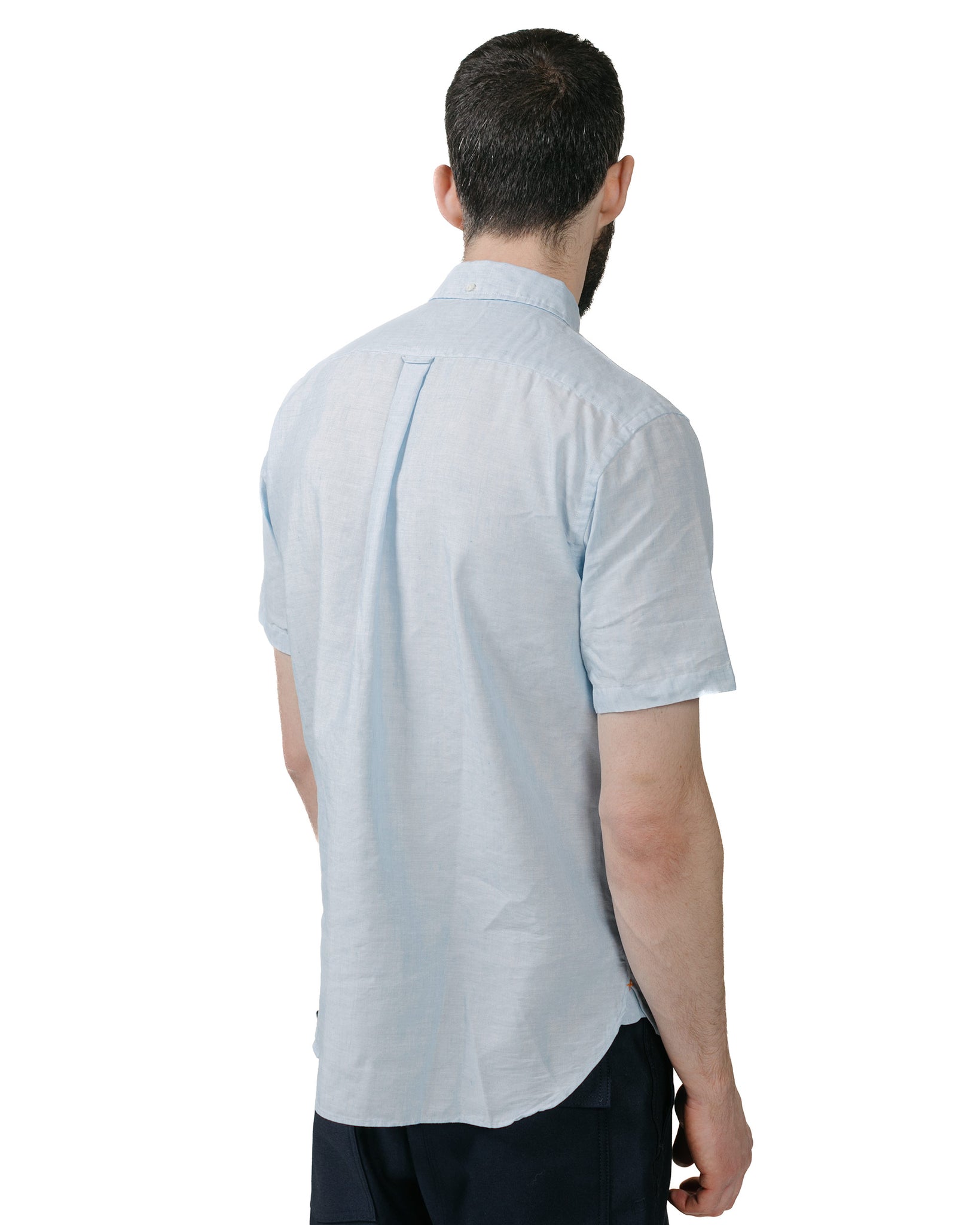 Beams Plus B.D. Short Sleeve COOLMAX® Linen Sax model back