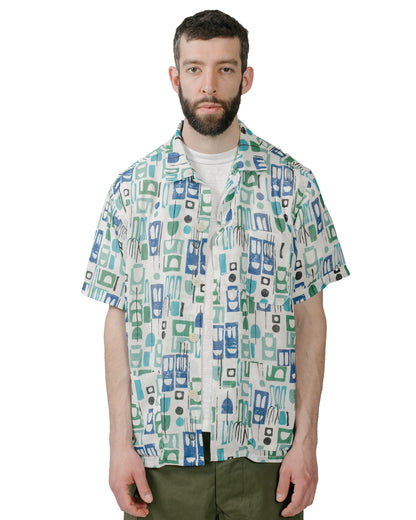 Beams Plus Beach Shirt JKT PE Mesh Print White model front