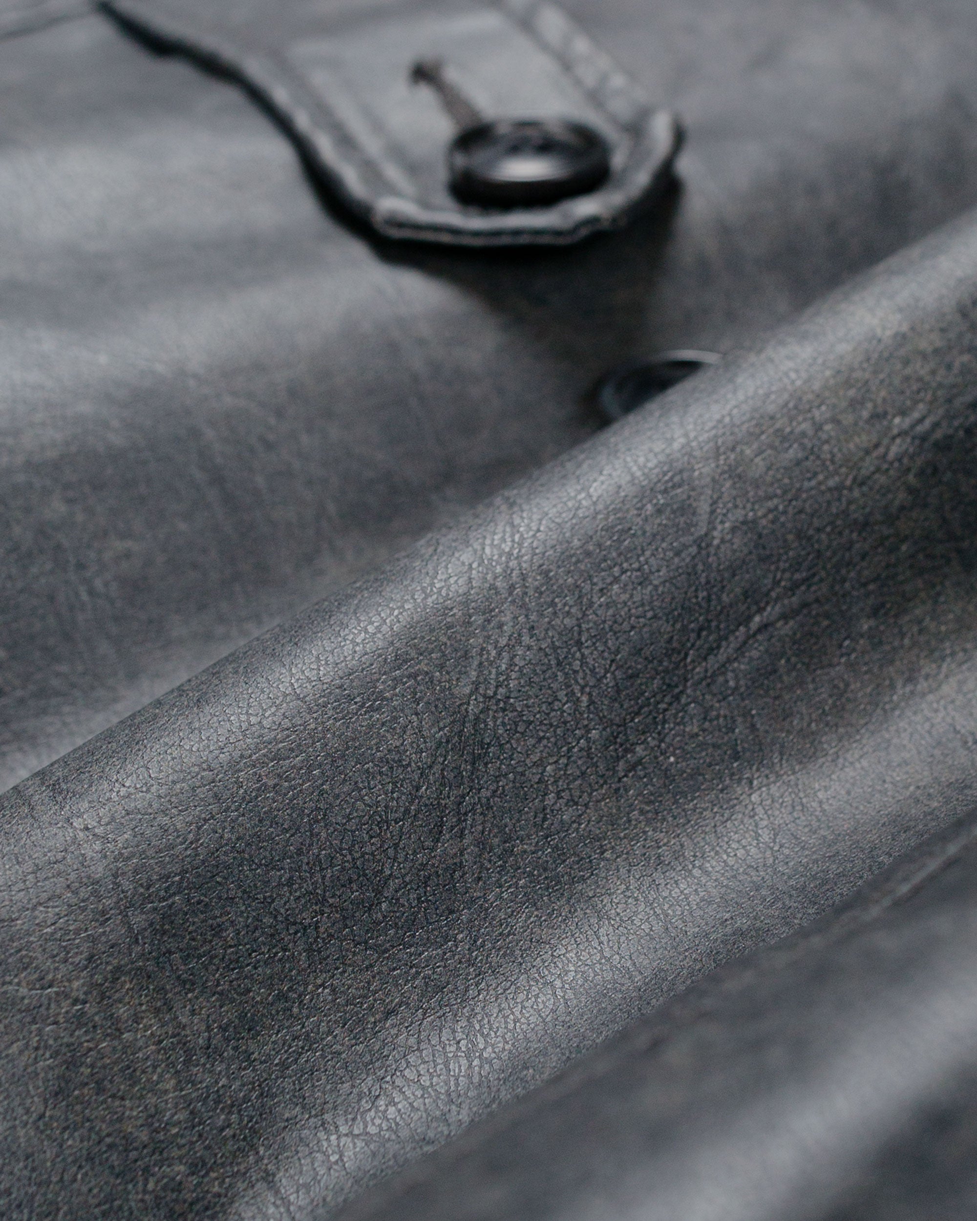 Beams Plus Car Coat Aged Fake Leather Black