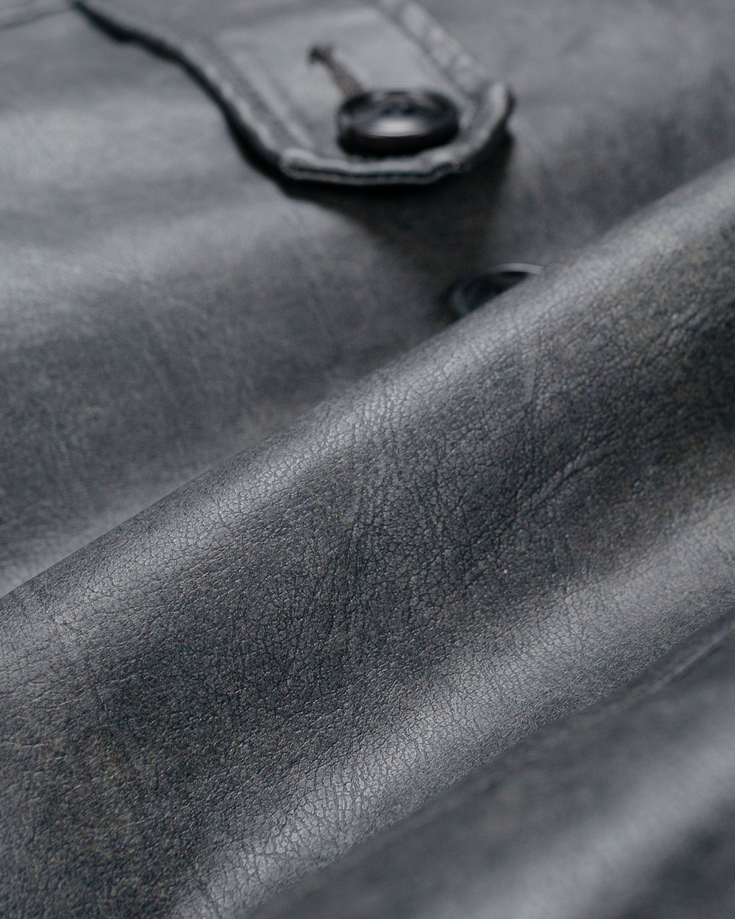 Beams Plus Car Coat Aged Fake Leather Black