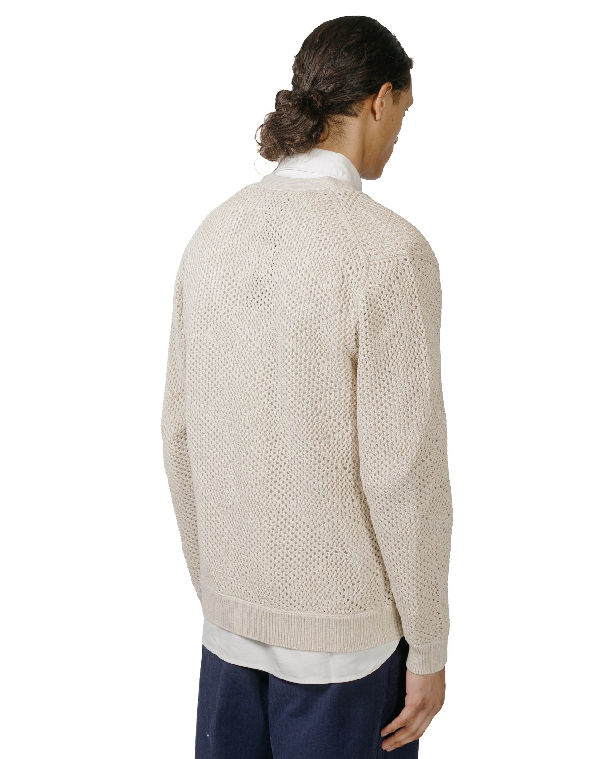 Beams Plus Cardigan Argyle Mesh Beige model back