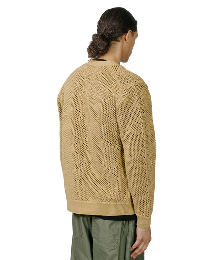 Beams Plus Cardigan Argyle Mesh Khaki model back