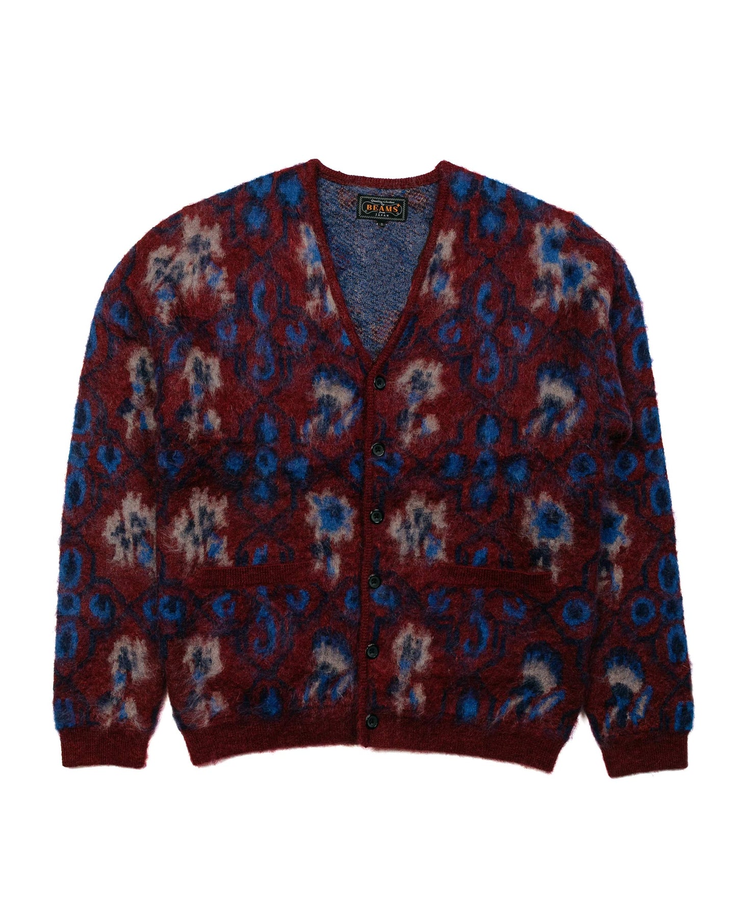 Beams Plus Cardigan Botanical Burgundy