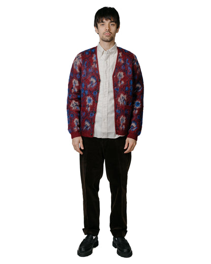 Beams Plus Cardigan Botanical Burgundy model full