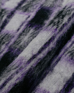 Beams Plus Cardigan Double Jacquard Check Pattern Black fabric