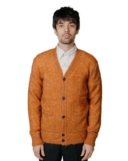 Beams Plus Cardigan Stretch Mohair Orange model front