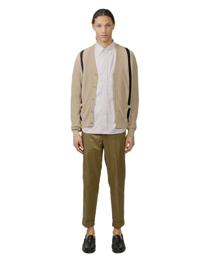 Beams Plus Cardigan Stripe Beige model full