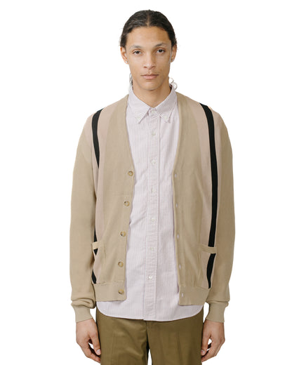 Beams Plus Cardigan Stripe Beige model front