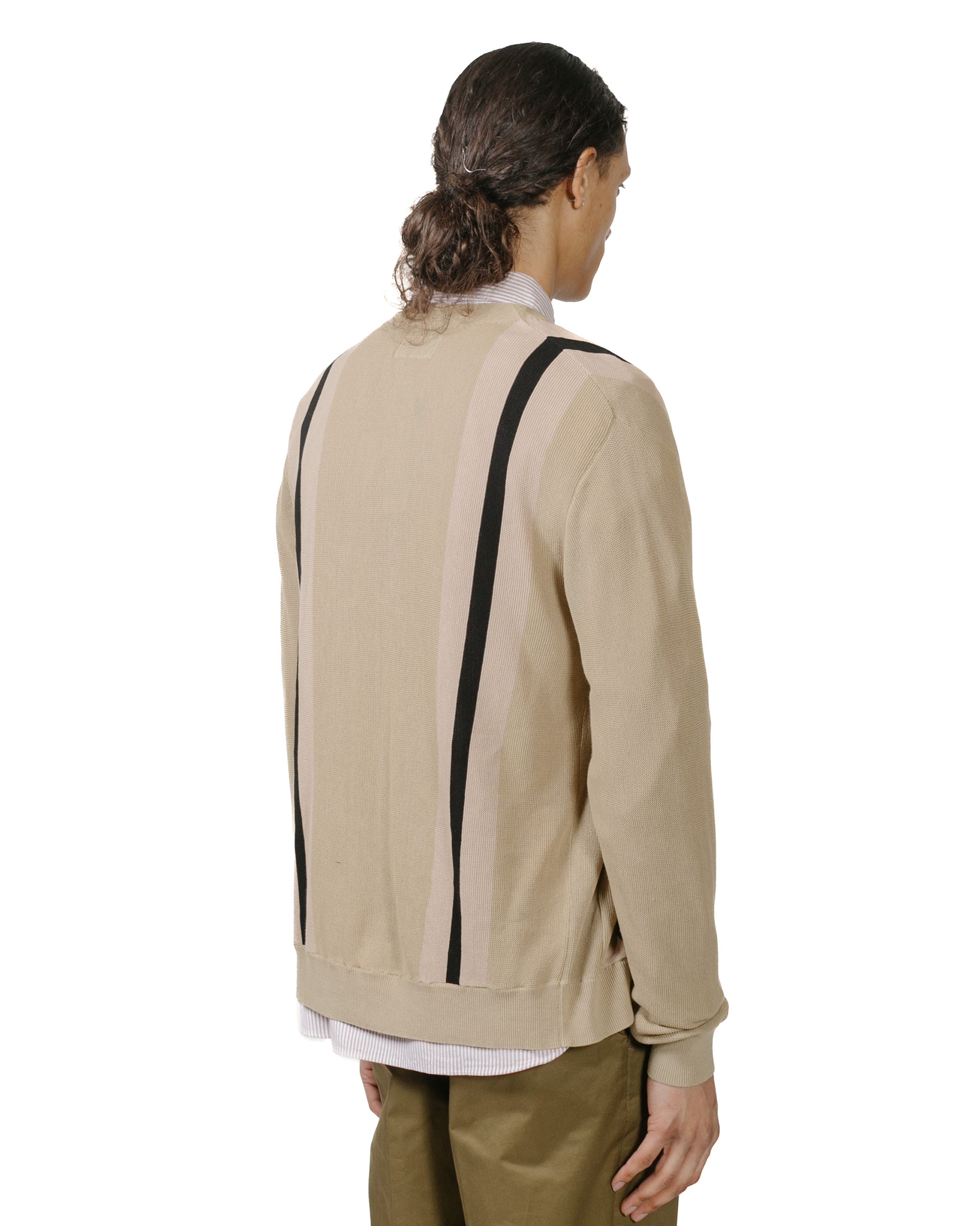 Beams Plus Cardigan Stripe Beige model back