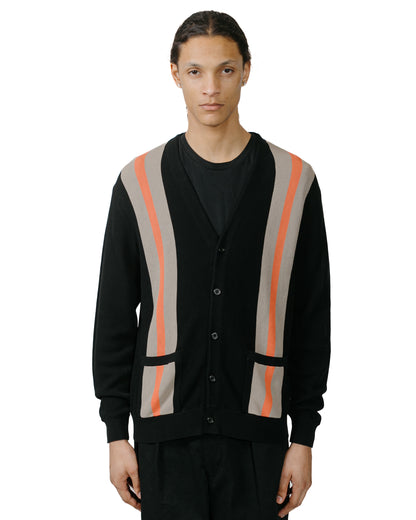 Beams Plus Cardigan Stripe Black model front