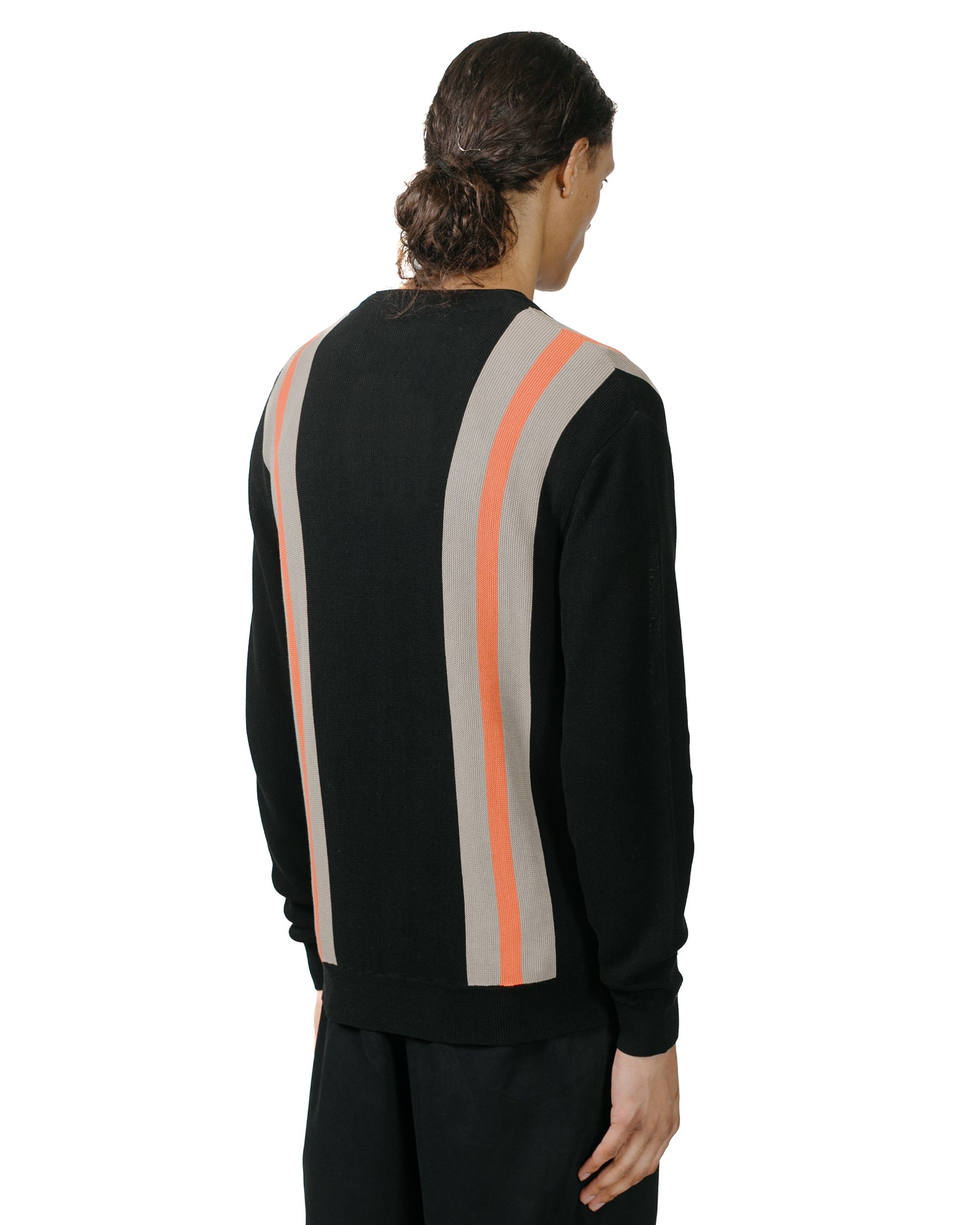 Beams Plus Cardigan Stripe Black model back