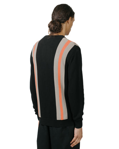 Beams Plus Cardigan Stripe Black model back