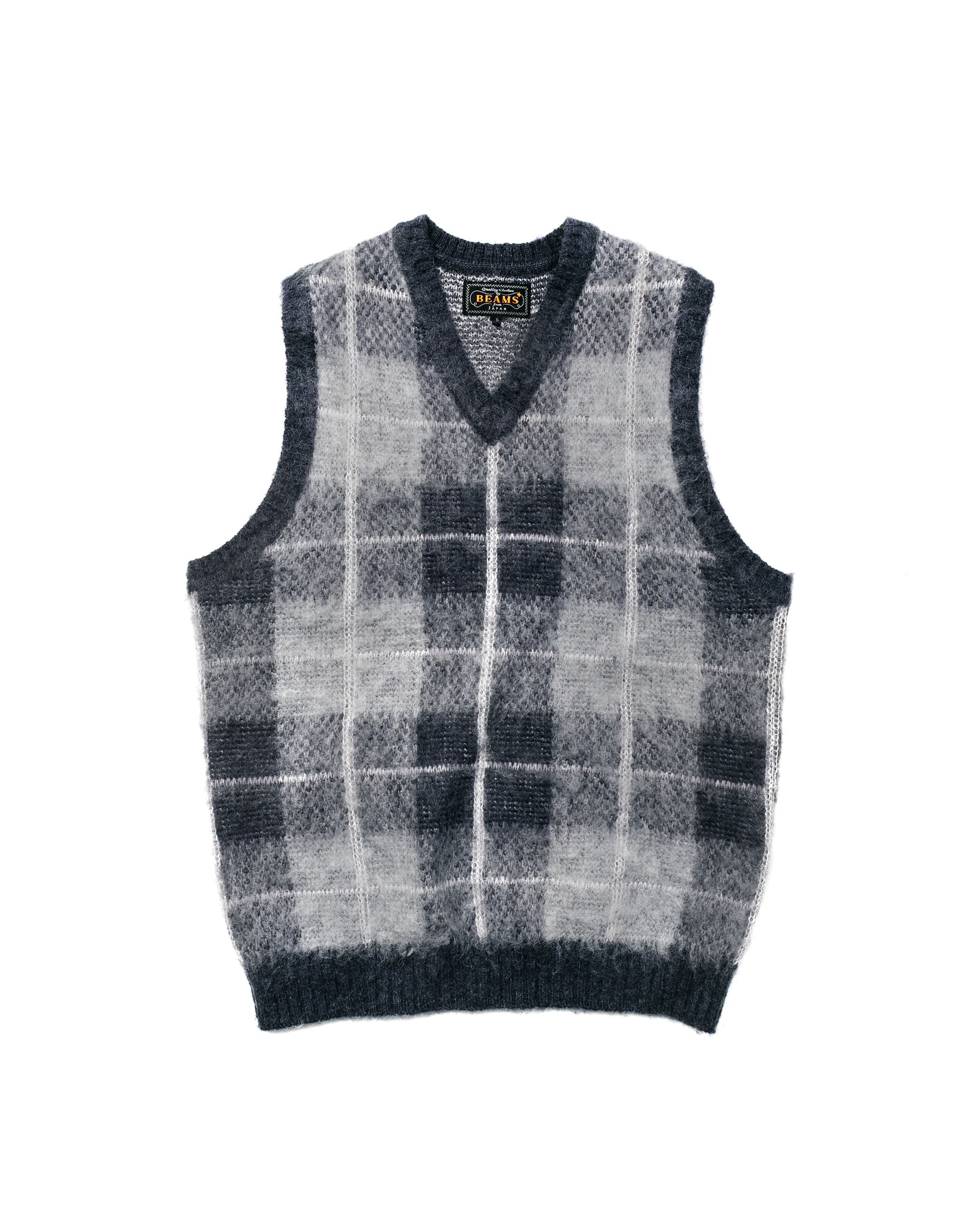 Beams Plus Check Vest Mohair Grey 