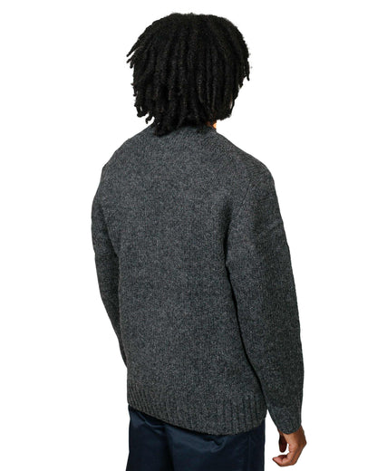 Beams Plus Crew Intarsia 3G Charcoal Grey model back