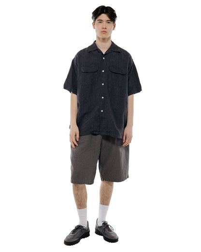 Beams Plus Open Collar 140 Linen Charcoal