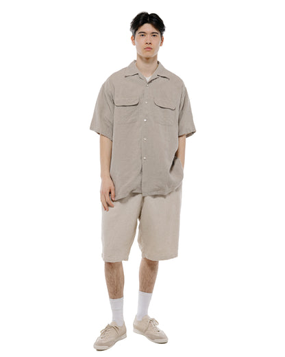 Beams Plus Open Collar 1/40 Linen Natural