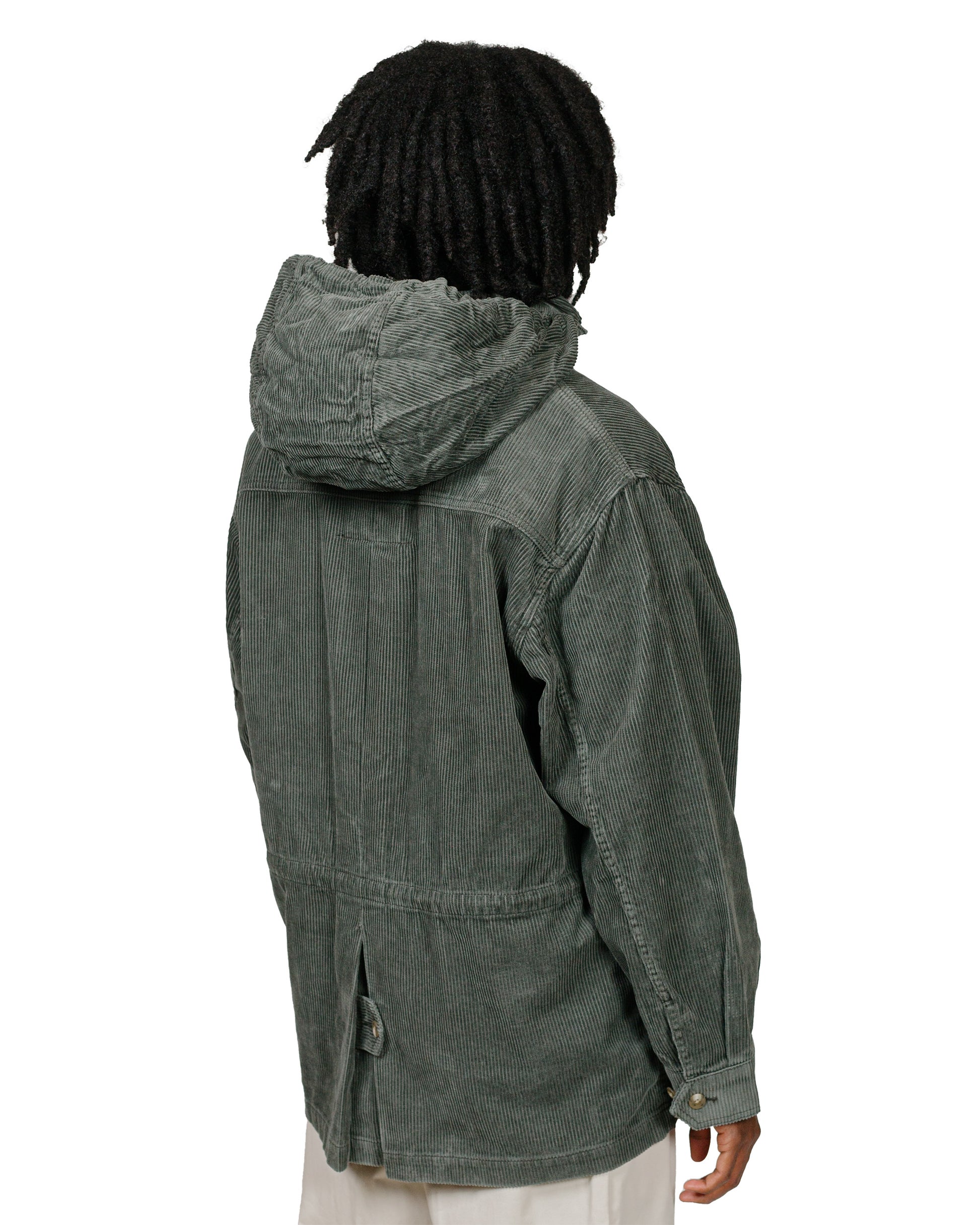 Beams Plus Field Coat Corduroy Moss model hood back