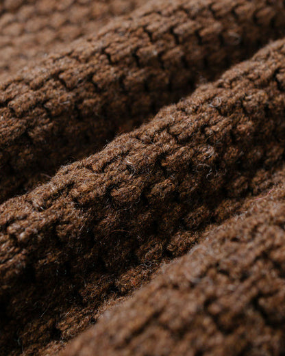 Beams Plus Full Zip Popcorn Pattern Brown