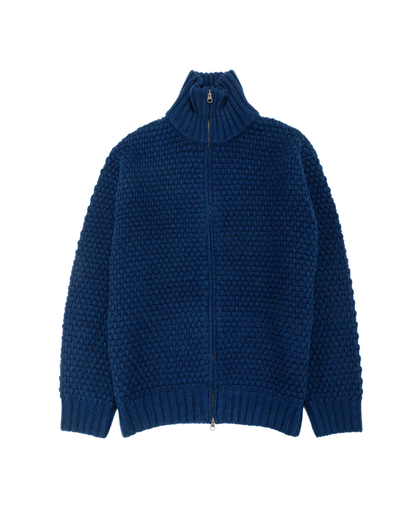Beams Plus Full Zip Popcorn Pattern Navy