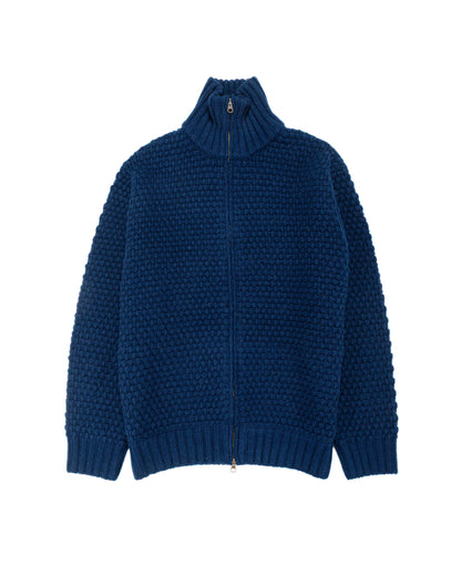 Beams Plus Full Zip Popcorn Pattern Navy
