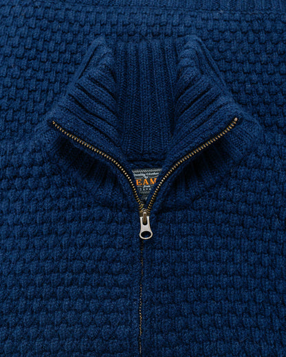 Beams Plus Full Zip Popcorn Pattern Navy