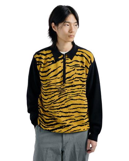 Beams Plus Half Zip Knit Polo Animal Tiger