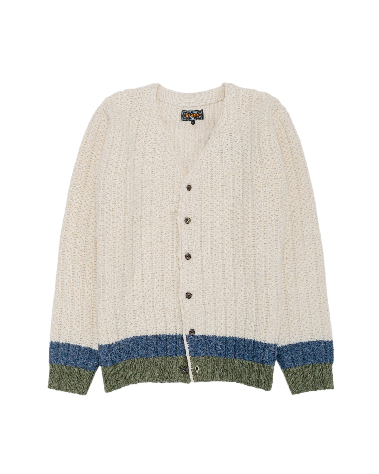 Beams Plus Hem Line Cardigan White