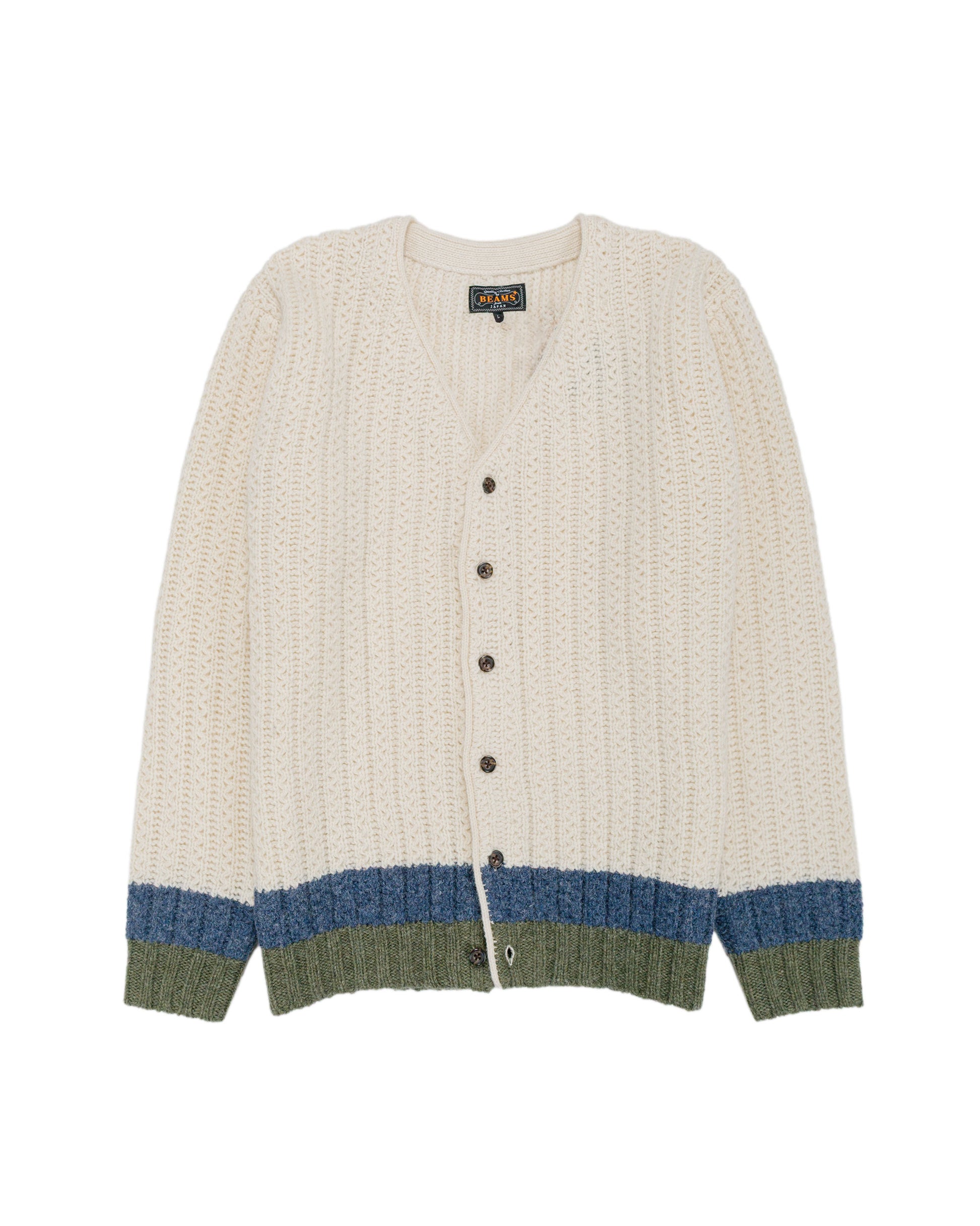 Beams Plus Hem Line Cardigan White