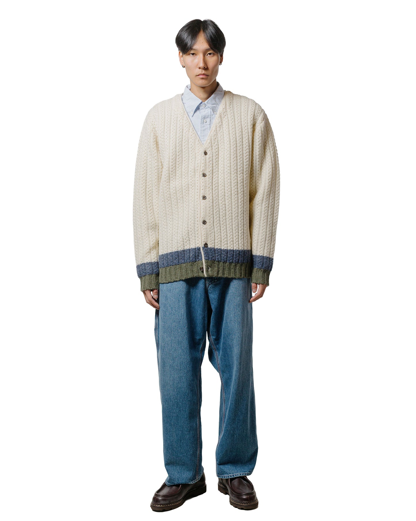 Beams Plus Hem Line Cardigan White