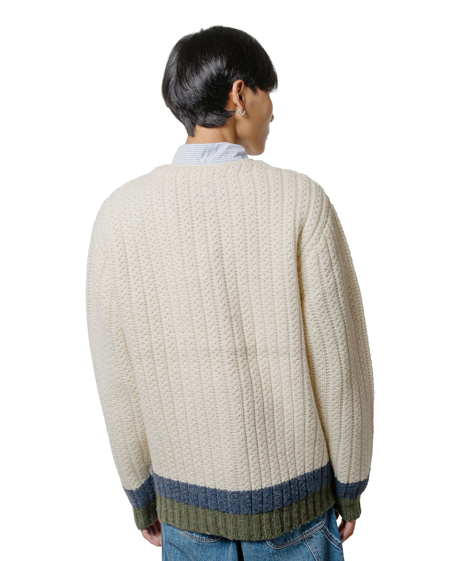 Beams Plus Hem Line Cardigan White
