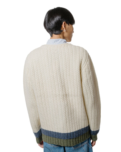 Beams Plus Hem Line Cardigan White