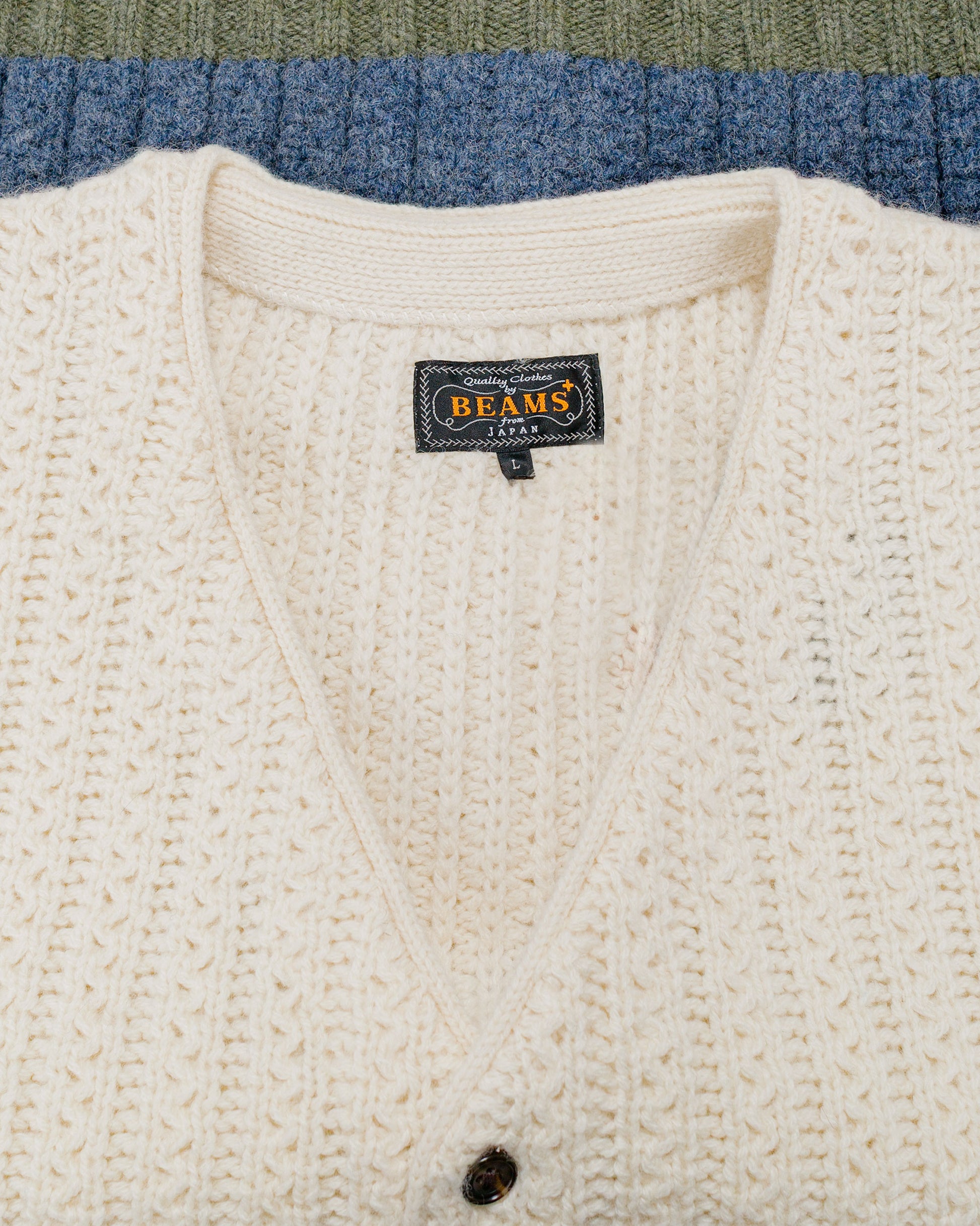 Beams Plus Hem Line Cardigan White