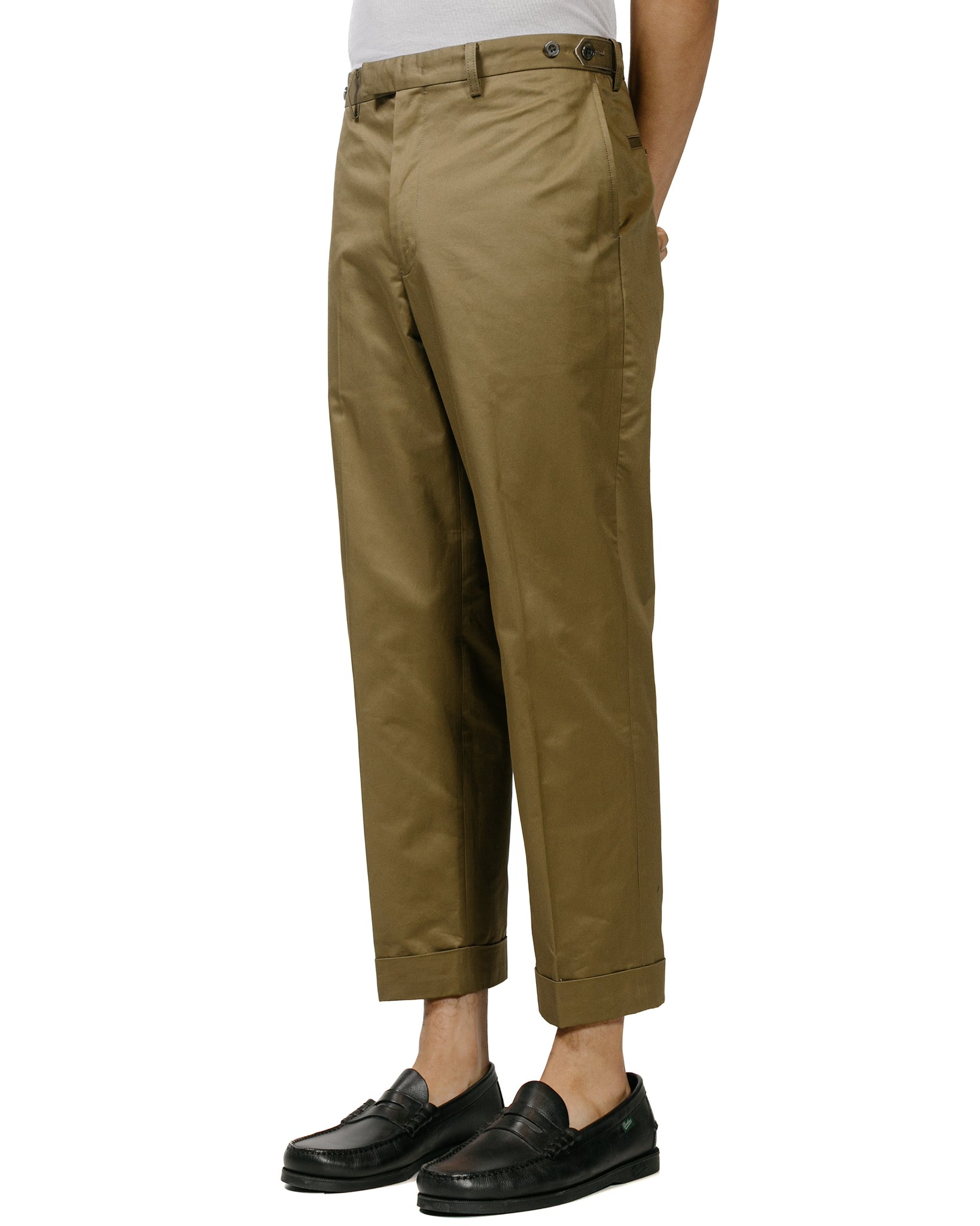 Beams Plus IVY Trousers Ankle-Cut 803 Twill Olive model front