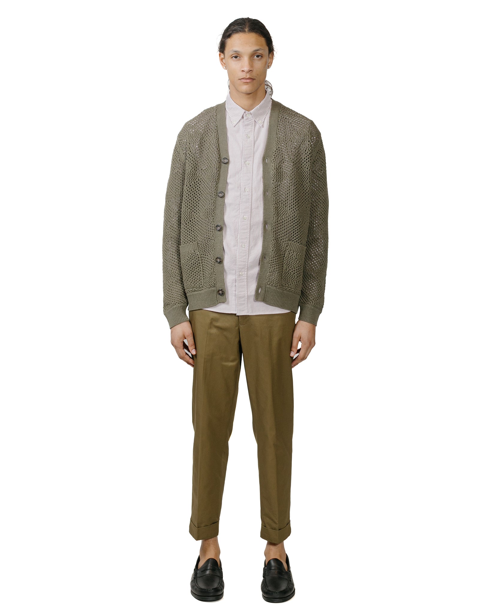Beams Plus IVY Trousers Ankle-Cut 803 Twill Olive model full