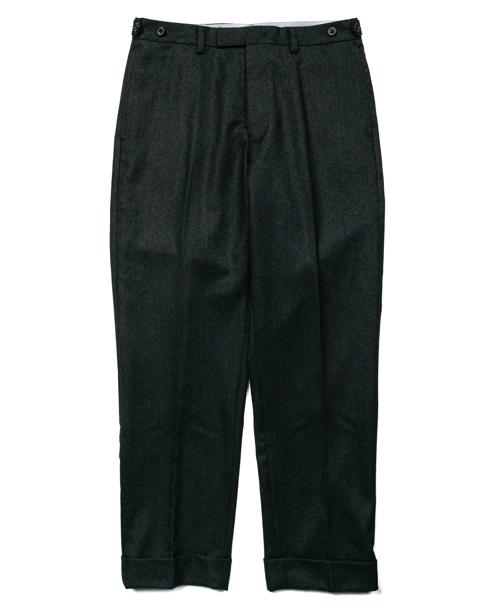 Beams Plus Ivy Trousers Ankle-Cut Flannel Charcoal Grey