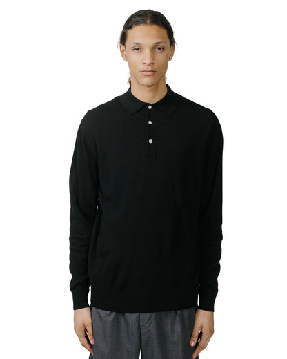 Beams Plus Knit Polo 12G Black model front