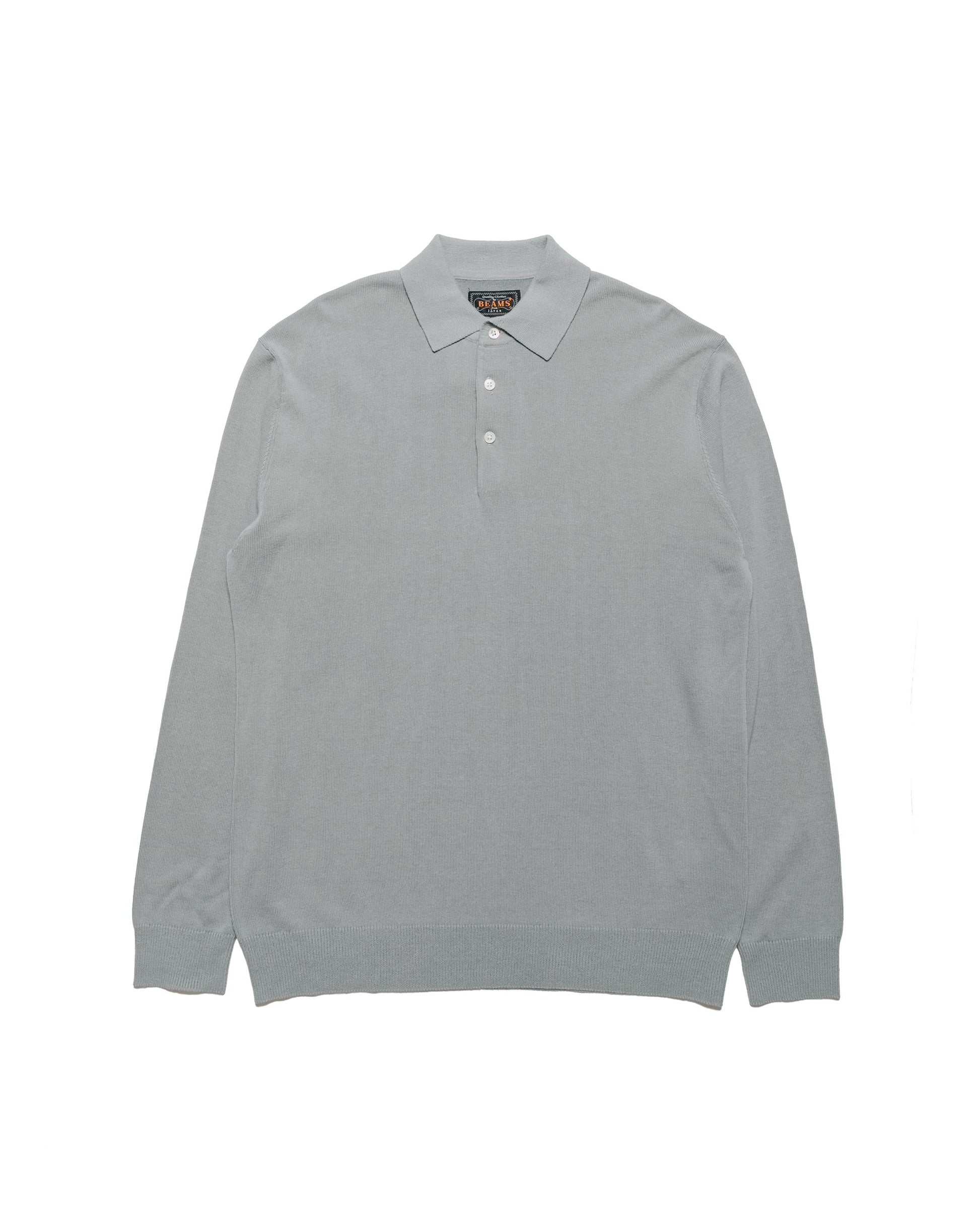 Beams Plus Knit Polo 12G Ice Blue